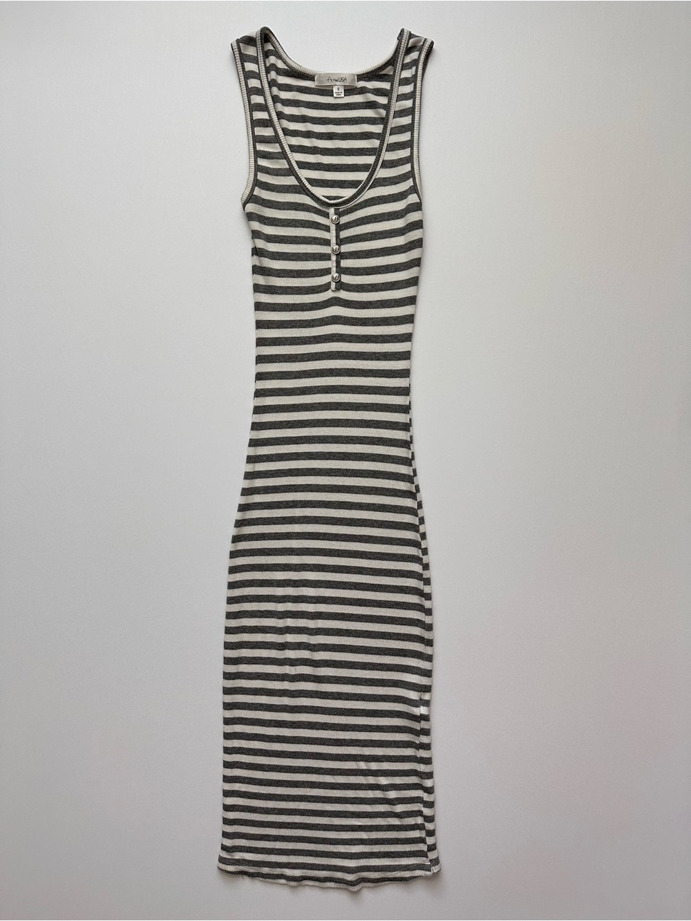 Active USA Casual Striped Tank Dress - Grey & White